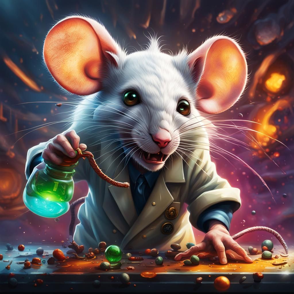 Hyperrealistic Mad Scientist Mouse Seeking Revenge