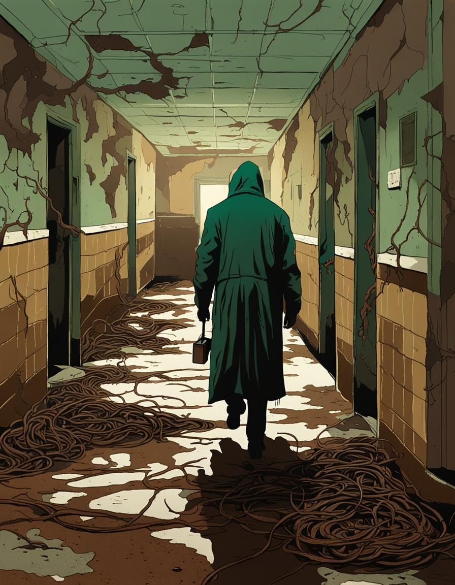 Desolate Hospital Ward in Tetsuya Nomura Style