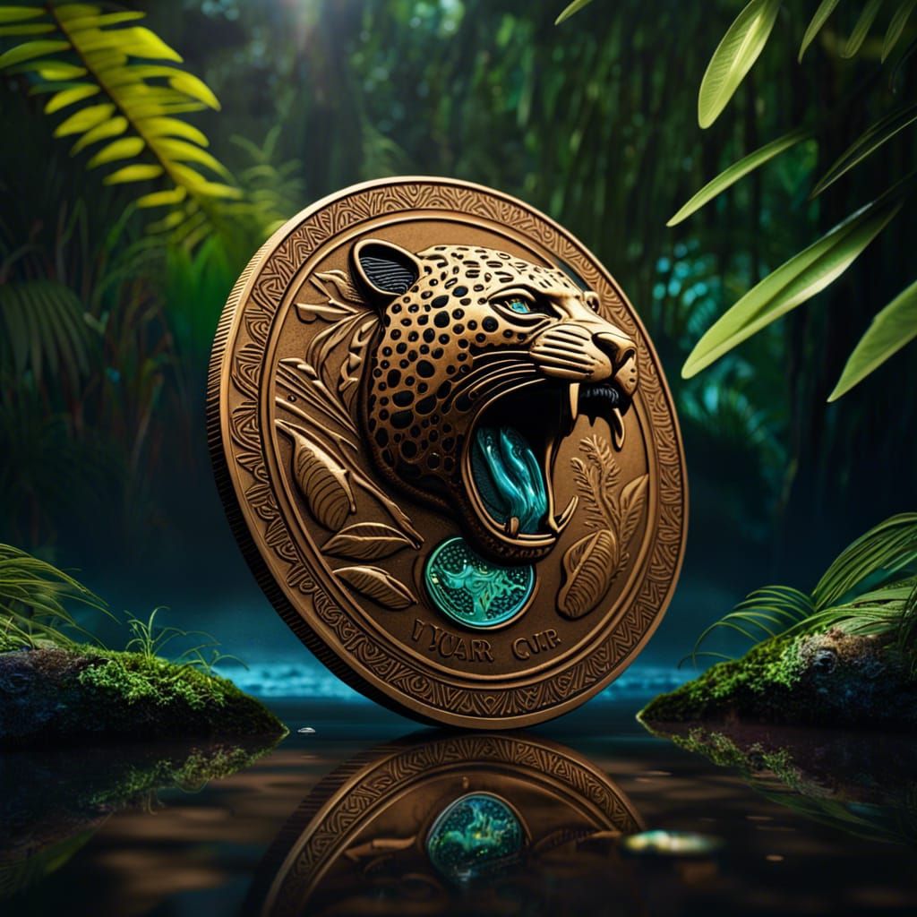 Detailed Bronze Coin of Belize Jungle in Hyperrealism
