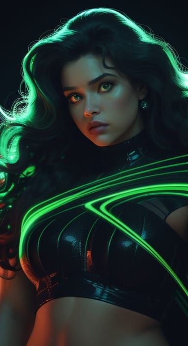 Curvy Model in Abyss Space with Dramatic Lighting