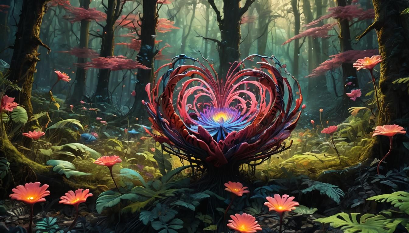 Fluorescent Flower in Graffiti Art Mystery Forest