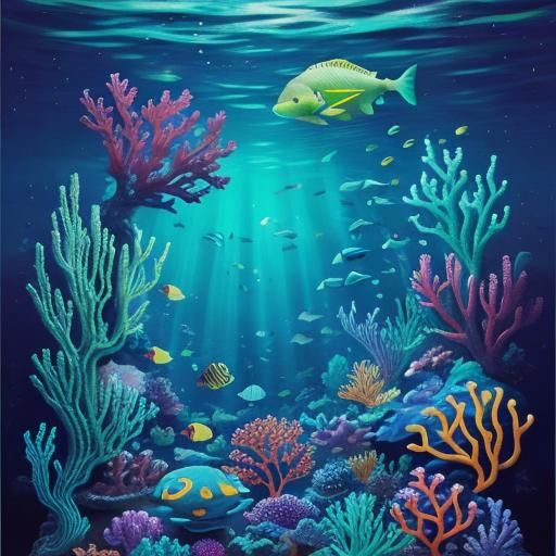 Neon Underwater World: Glowing Sea Life