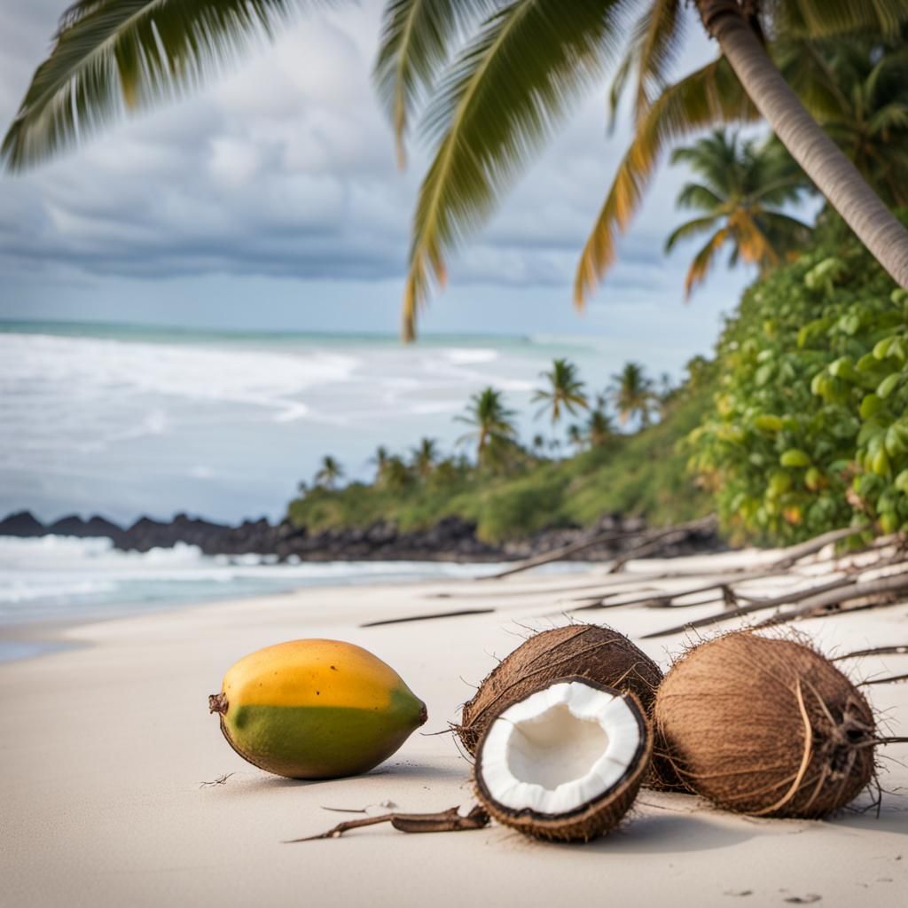 Tropical Island Paradise: Beach with Campfire