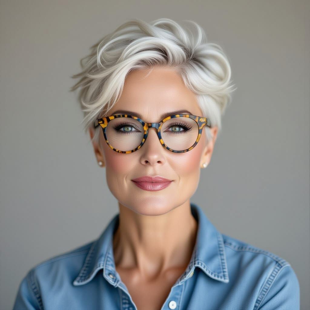 Platinum Blonde Woman in Magazine Photo Style