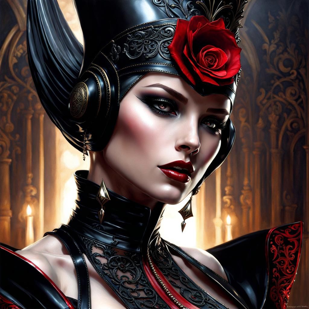 Dominant Gothic Woman in Latex: Fantasy Art