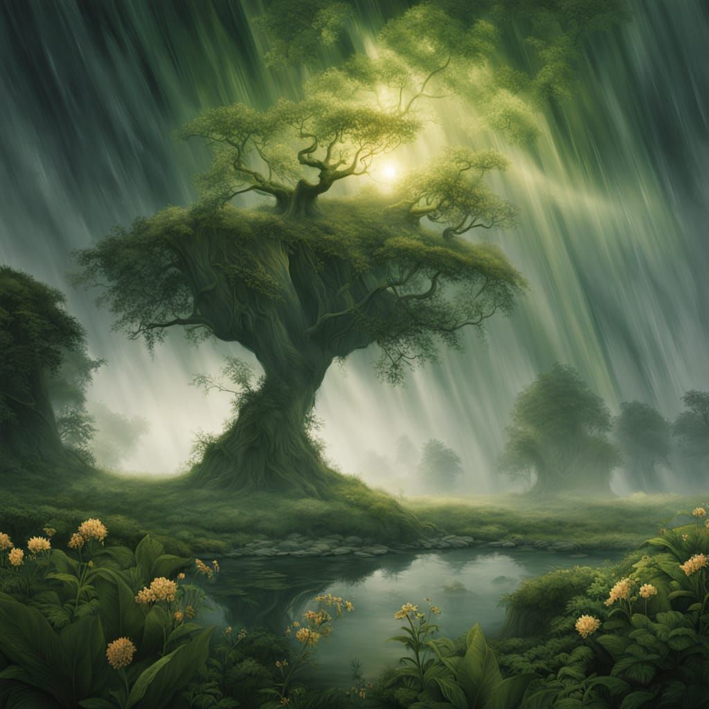 Ethereal Lylium in a Humid Green Garden