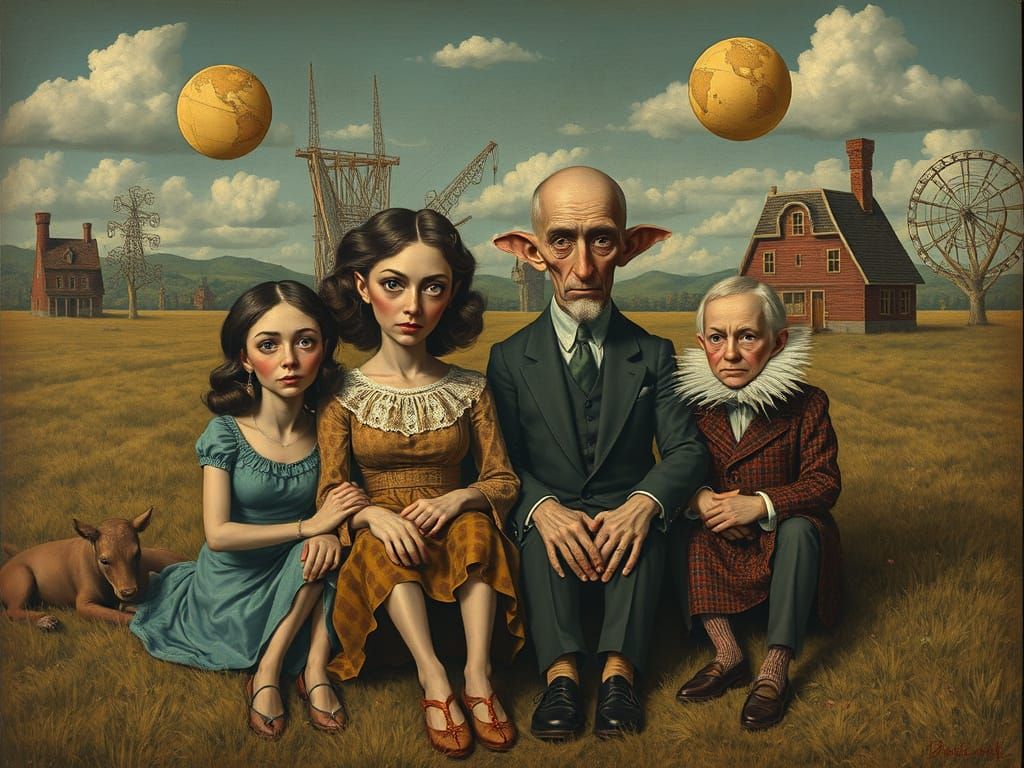 Surreal Family Portrait in Eccentric Style