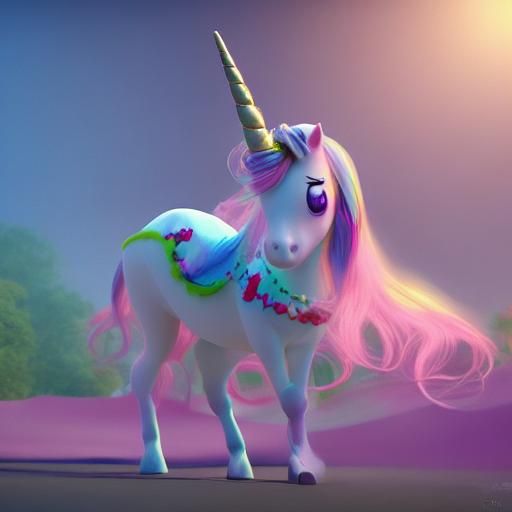 Unicorn Princess in 3D Digital Art Style