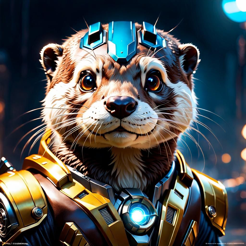 Anthropomorphic Otter Transformer Portrait in 3D