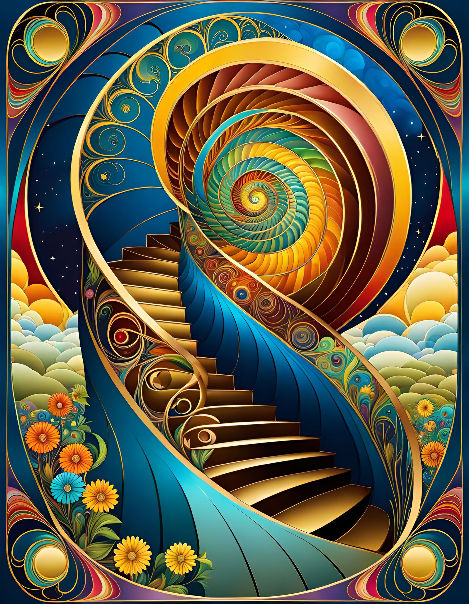 Art Nouveau Tarot Card: Stairway to Heaven