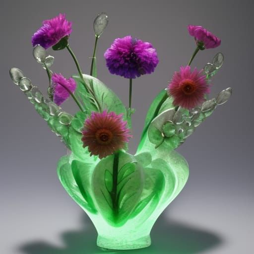Luminescent Stone and Glass Flower Vase