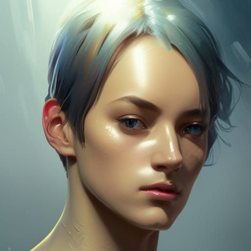 Detailed Portrait with Dynamic Lighting in Art Nouveau Style