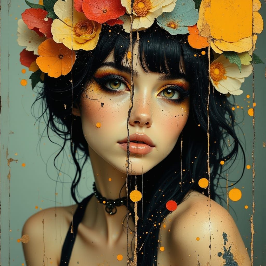 Duality: Edgy Goth Meets 1960s Hippie Portrait