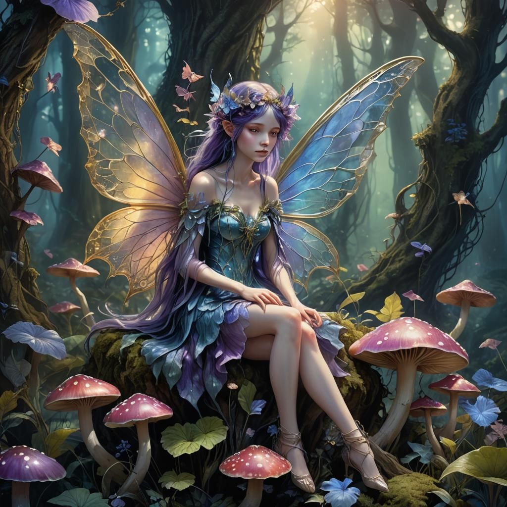 Elegant Fairy in Mystical Forest Concept Art