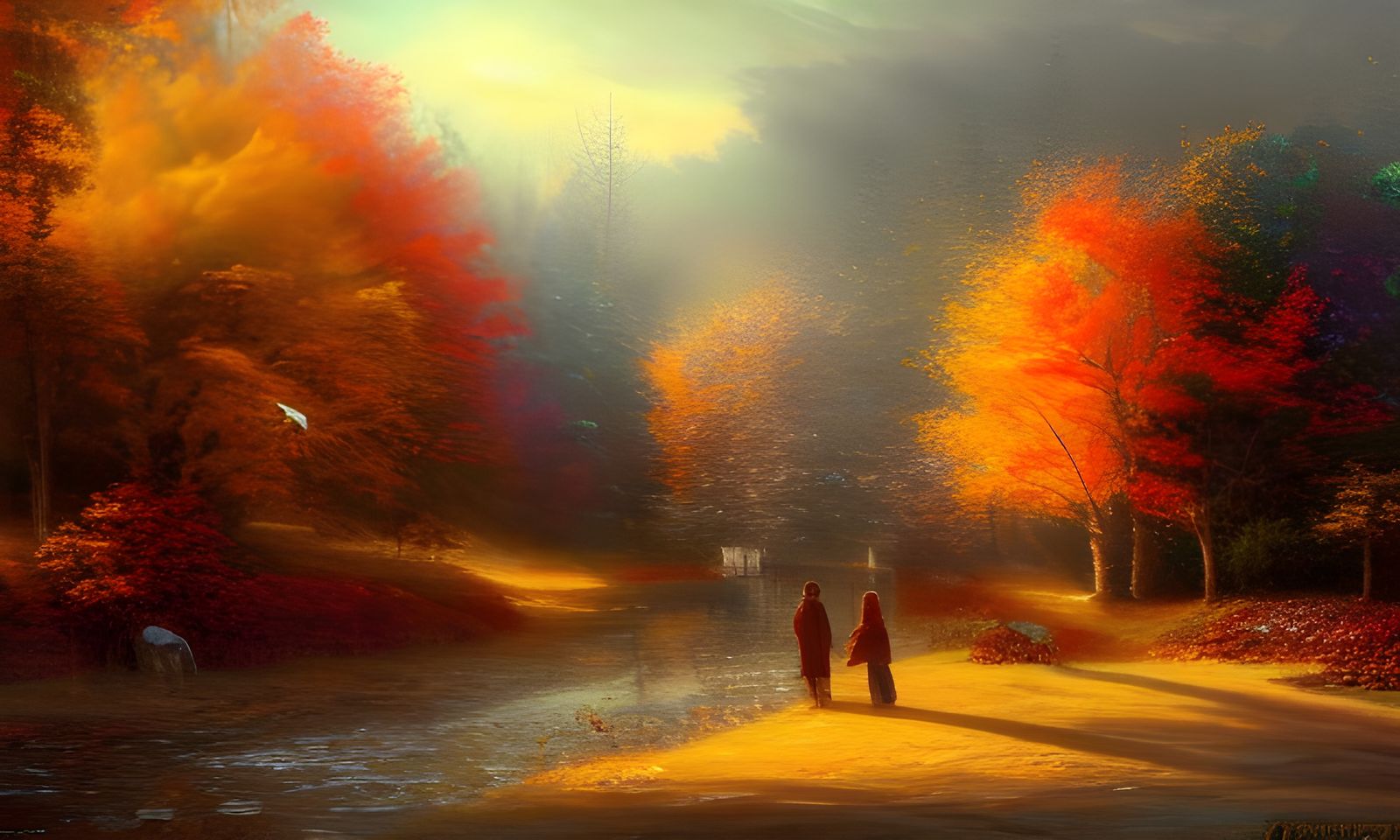 Autumnal Landscape in Detailed Matte Painting Style