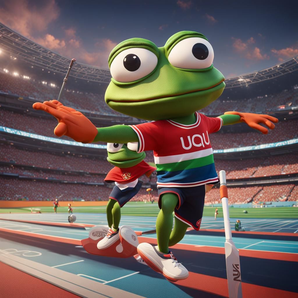 Pepe the Frog in Olympics: Detailed Digital Painting