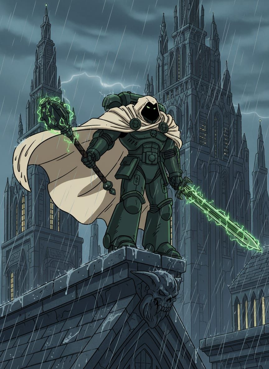 Dark Angels Space Marine in Bruce Timm Style