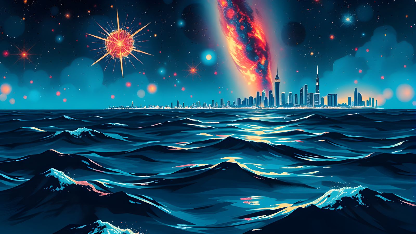 Nocturnal Seascape Reflecting a Vibrant Cosmos