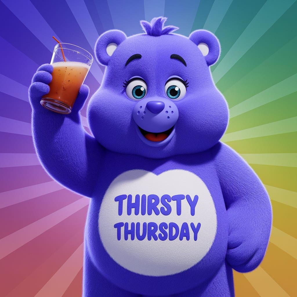 Thirsty Thursday Care Bears: 3D Digital Art