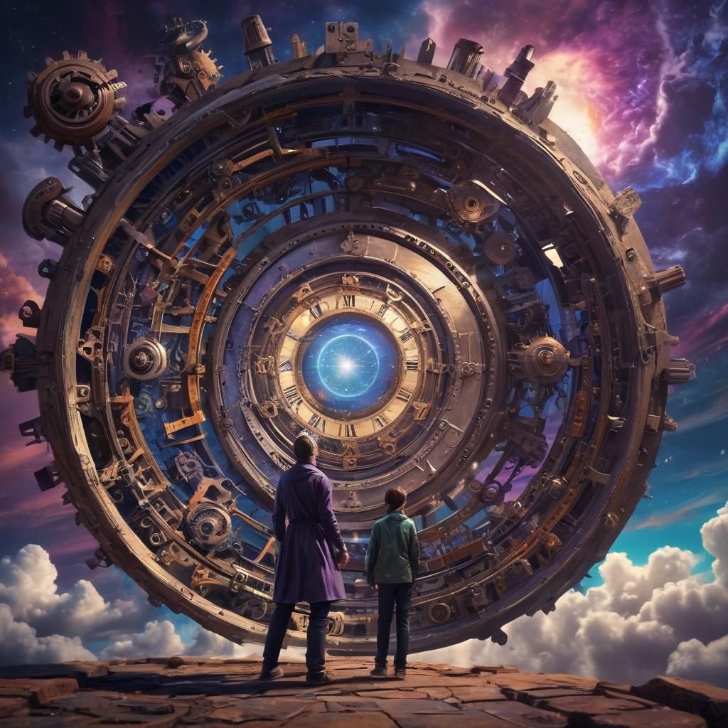 Swirling Time Tunnel with Clockwork Mechanisms: Splash Art