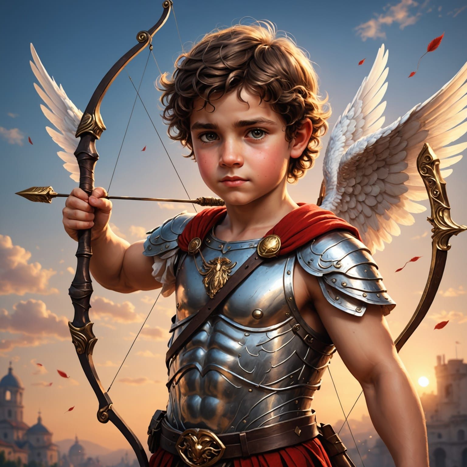 Classical Portrait of Cupid with Bow and Arrow