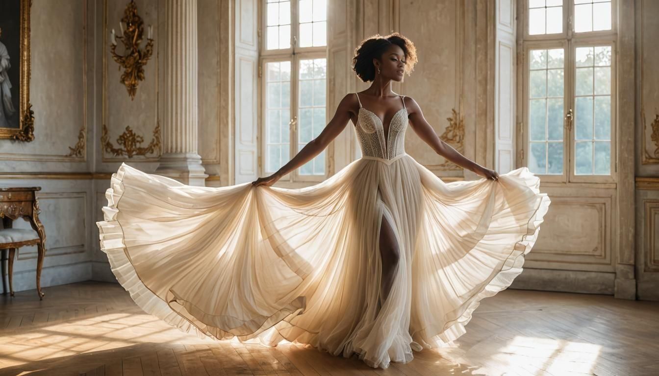Dancing in Sunlight: Elegant Tulle Dress in Versailles