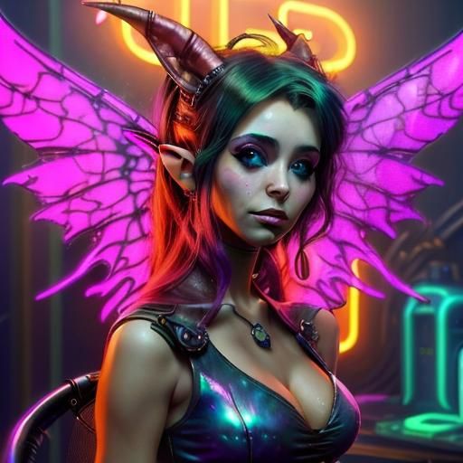 <lora:cute character:1.0> A stunningly beautiful fae elf with smoke for hair, she has amazing wings. In the style of Bor...