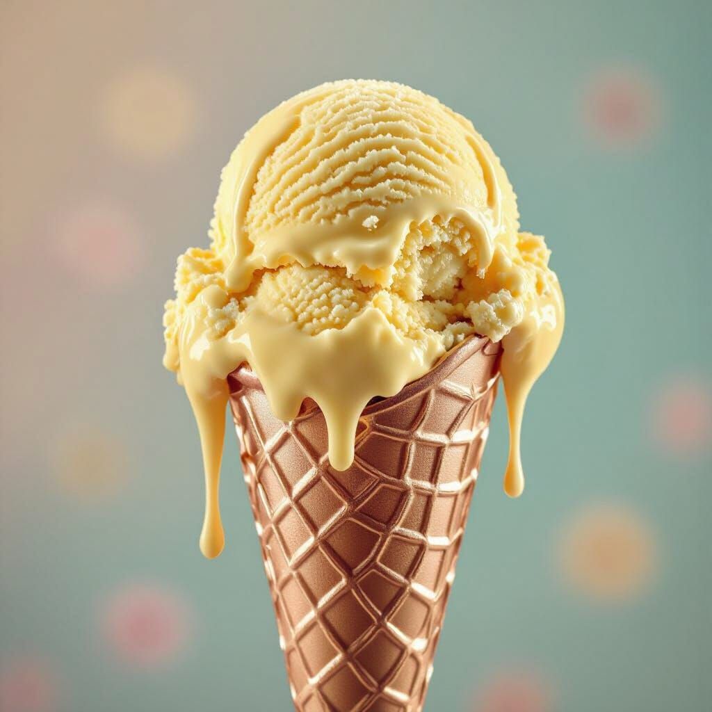 Golden Ice Cream Bite in Rose Gold Cone