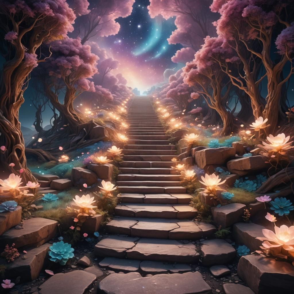 Ethereal Steps in a Cosmic Dreamscape