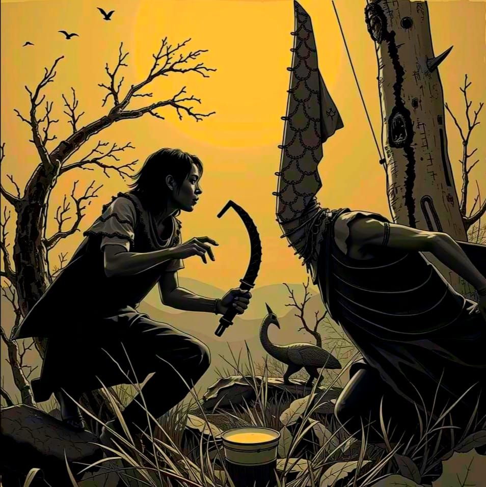 Colorful Landscape with Pink Skin and Golden Leaves