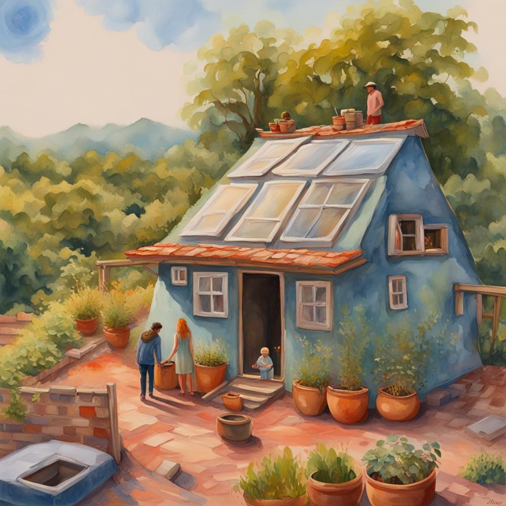 Off-Grid Earthbag Home as Impressionist Gouache