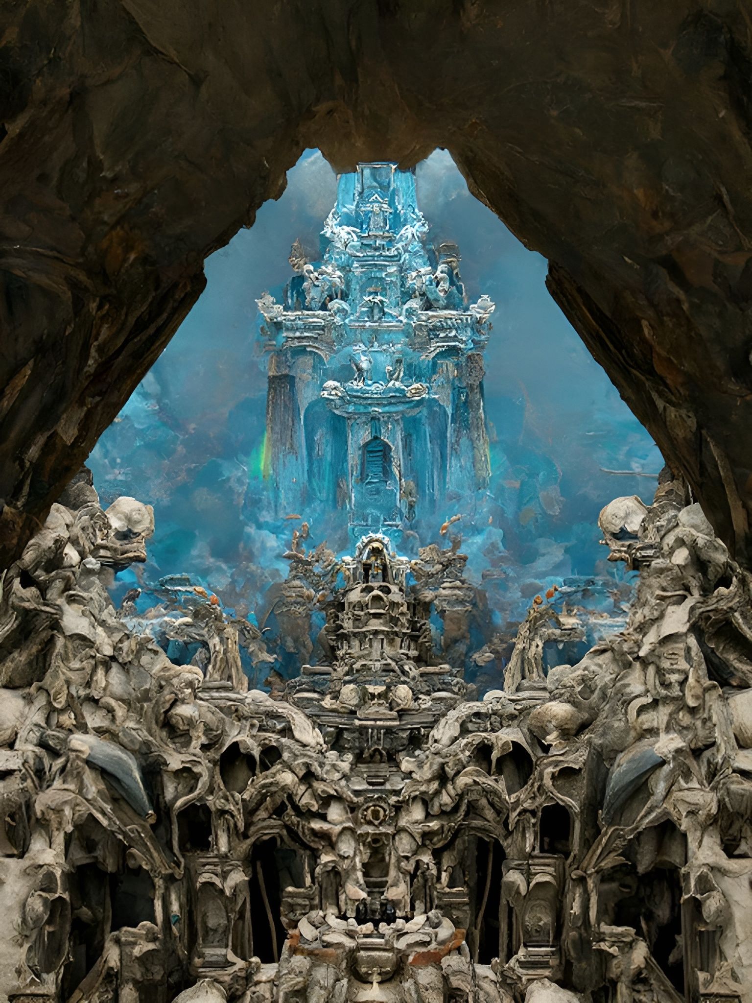 Temple of Bone and Silver in Digital Art Style