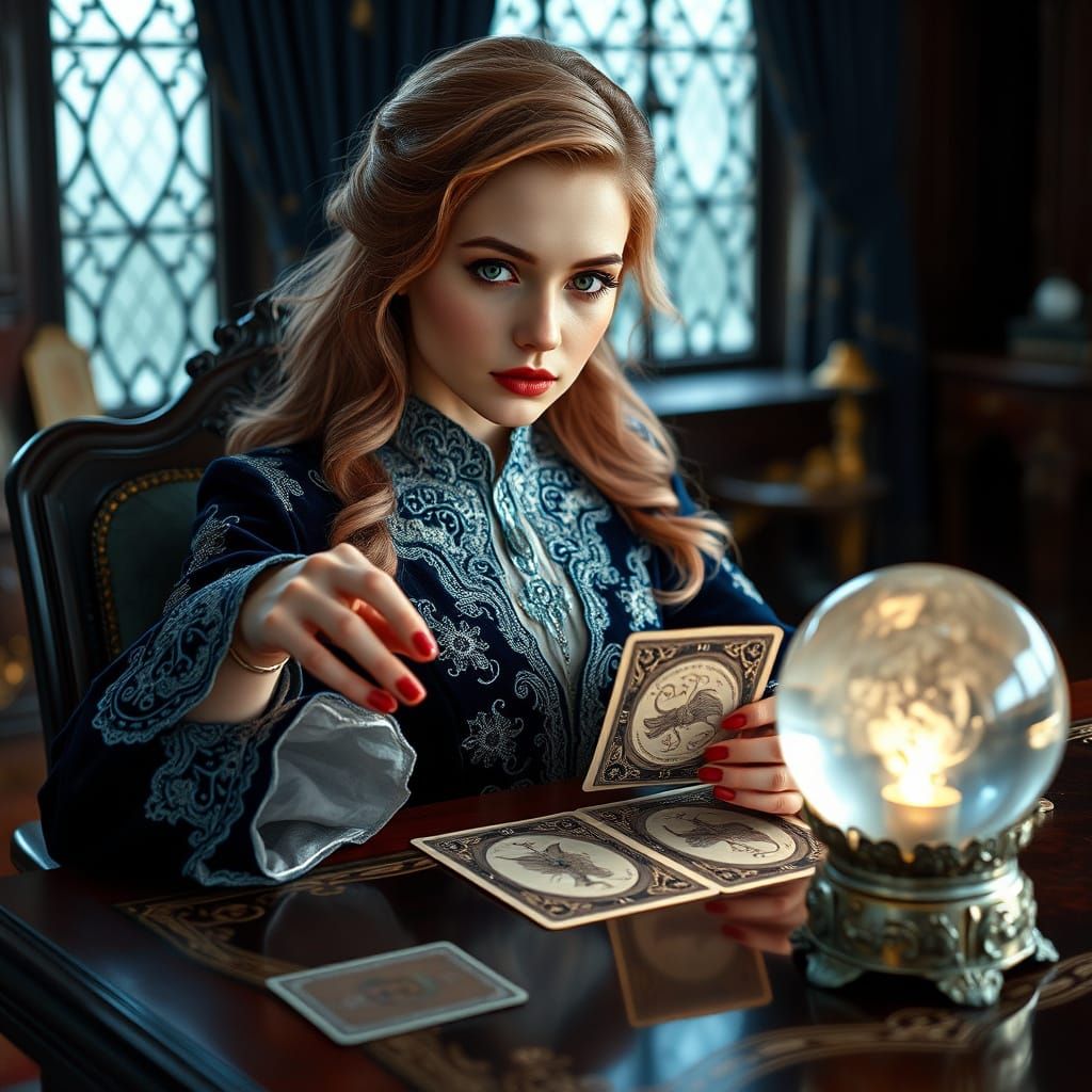 Ethereal Oracle Seer in Velvet Gown