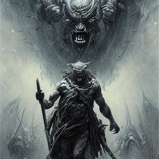 Terrifying Oni in Gothic Horror Style