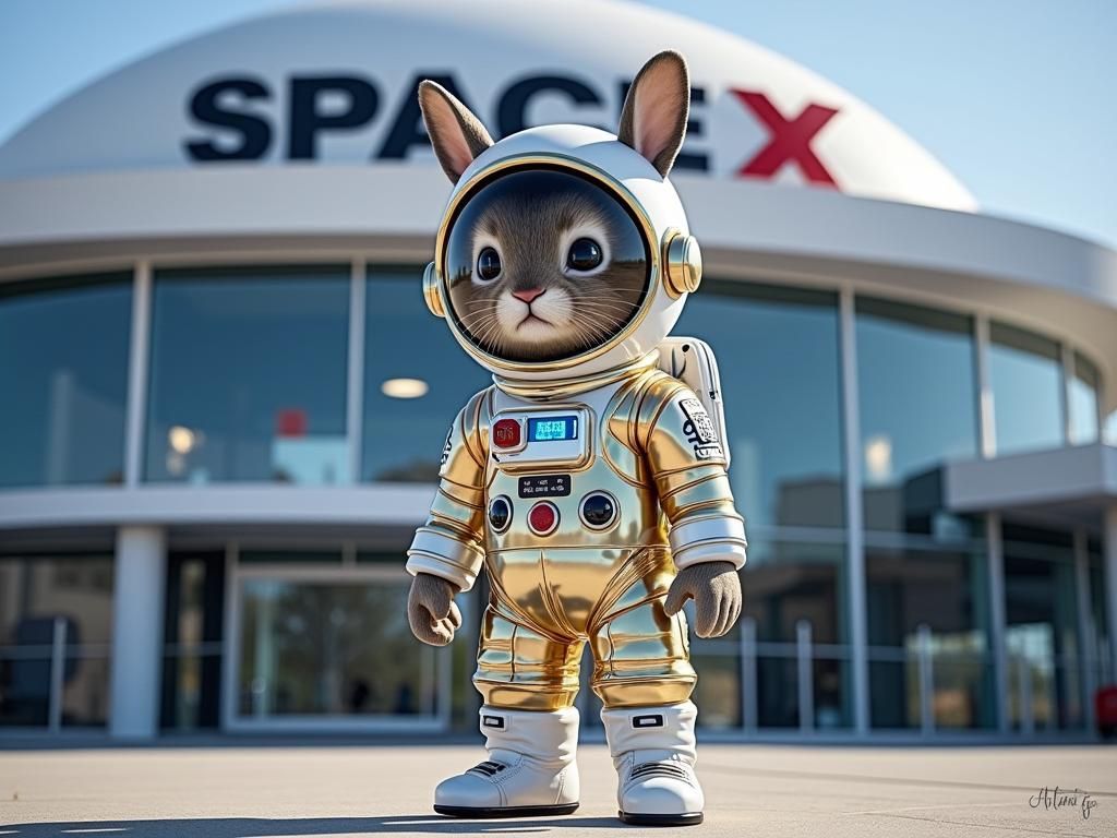 Black Rabbit in Golden Spacesuit Fantasy Concept Art