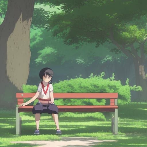 Anime Girl in Park: Studio Ghibli Key Visual
