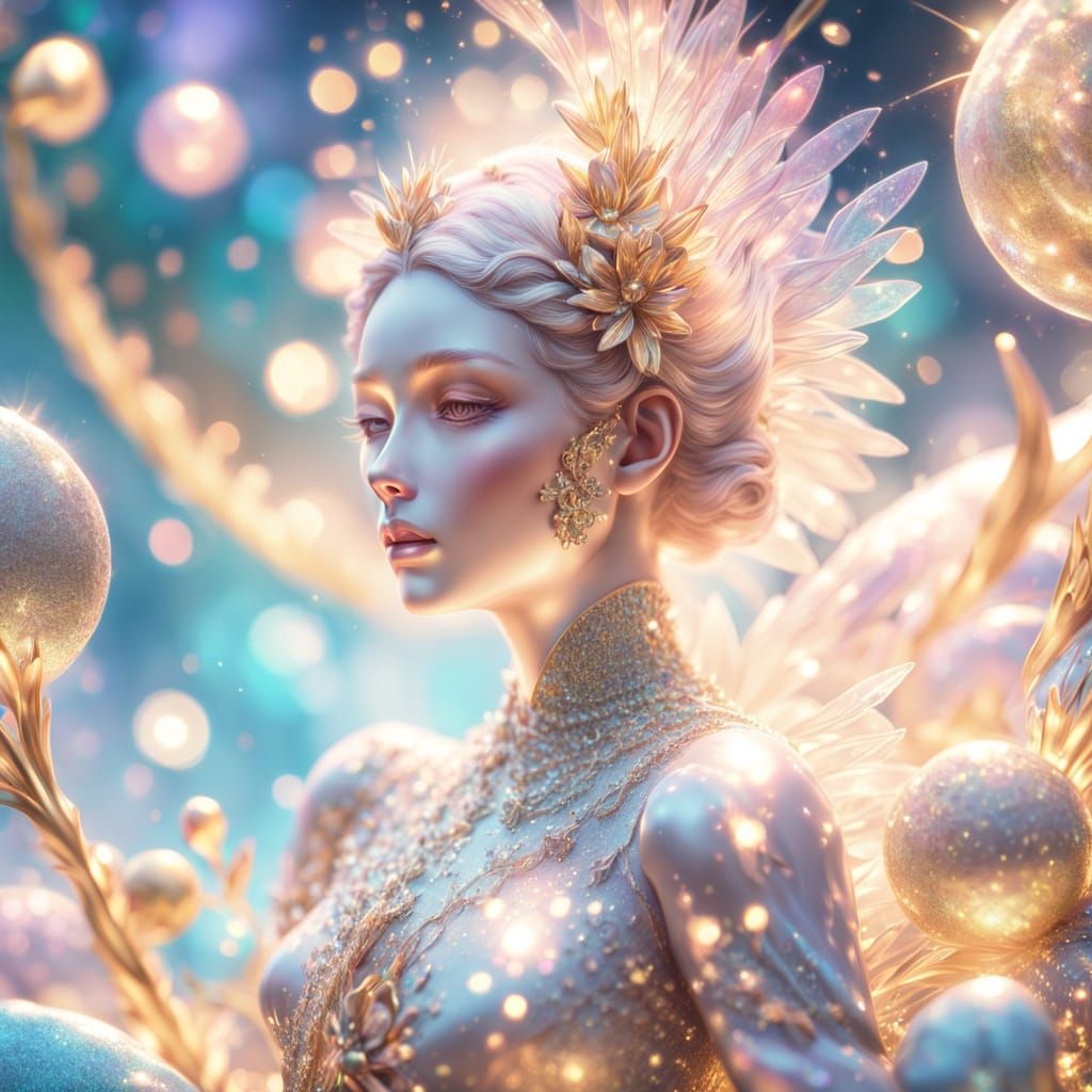 Magical Realism: Figure Rising in Glittering Gold