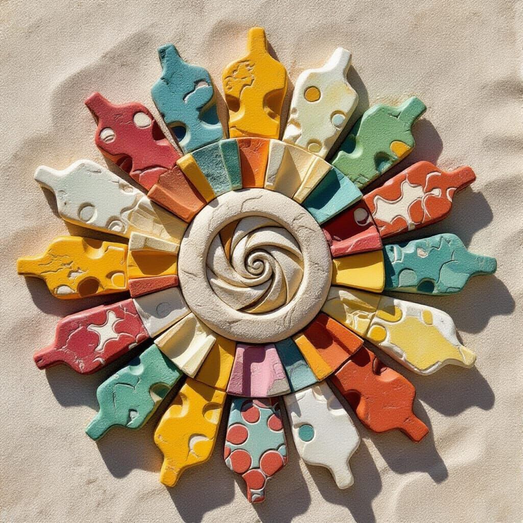 Textured Clay Mosaic with Unique Patterns