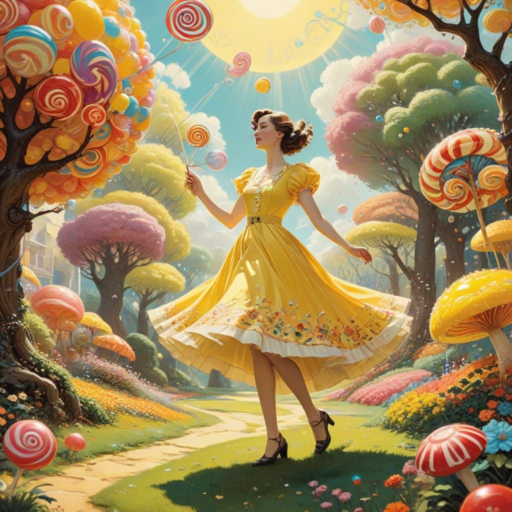 Vintage Fantasy Roomba Ad in Whimsical 1930s Wonderland