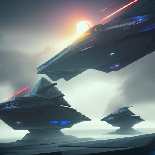 Star Wars Triangle Ship in Space Galaxy