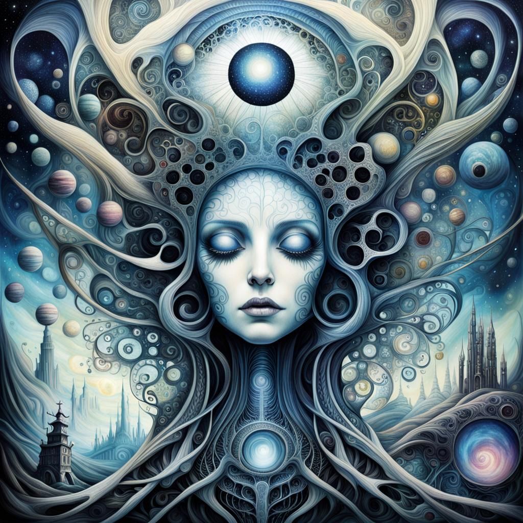 Cosmic Dreamscape Odyssey: Dark Fantasy Masterpiece