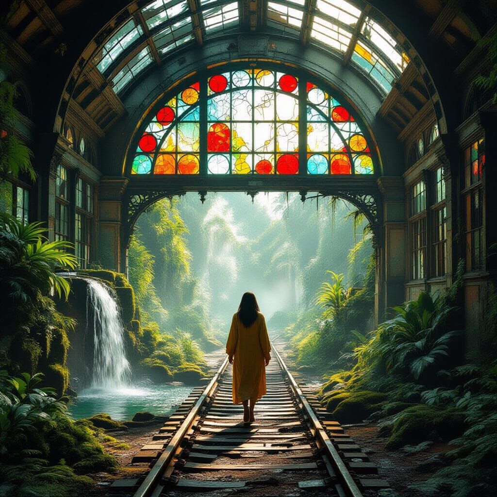 Tropical Paradise in Abandoned Train Station