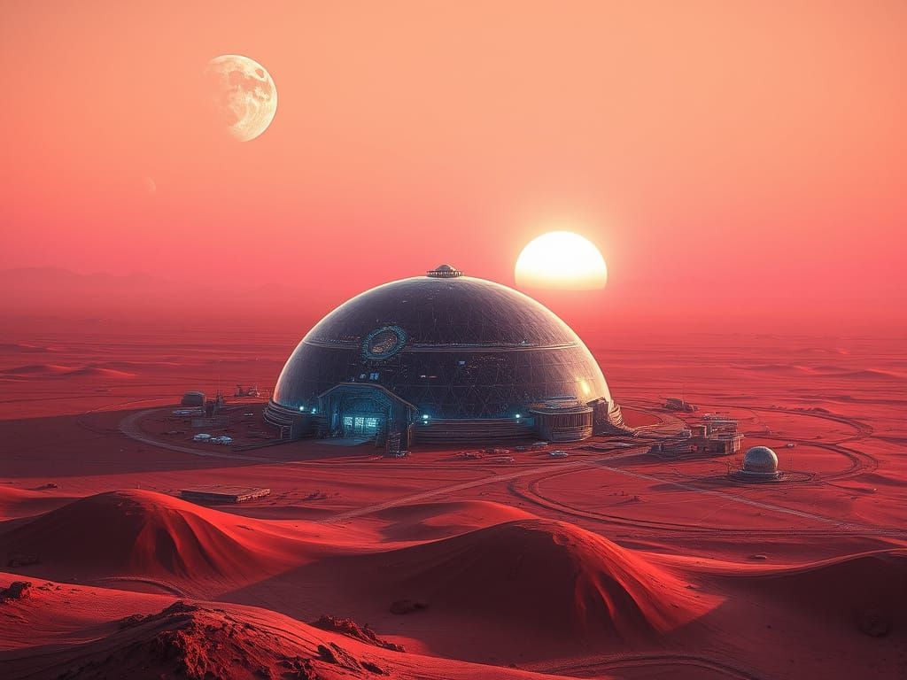 Mars Crystal City at Sunset