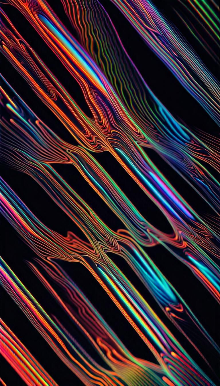 Rainbow Neon Holographic Interference Patterns in Digital Ar...