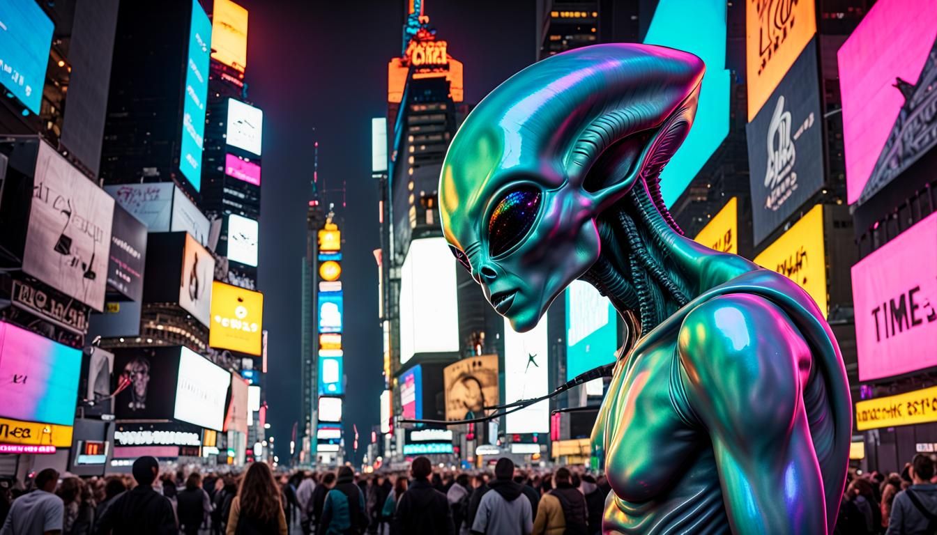 Neon Aliens Drain Color from Times Square