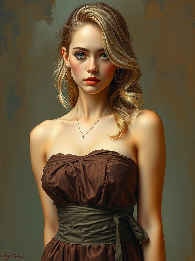 1950s Pin-Up in Art Nouveau Style