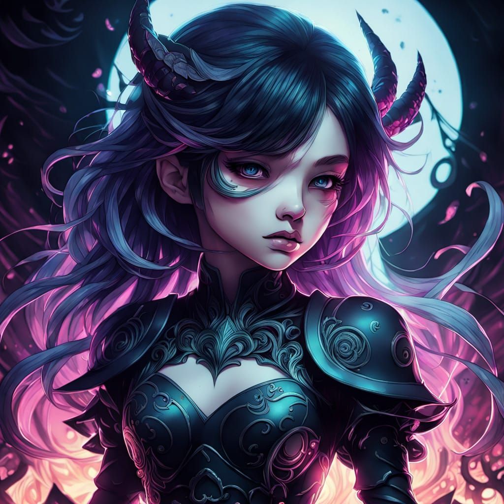 Ethereal Demonic Doll in Haunting, Dark Fantasy Scene