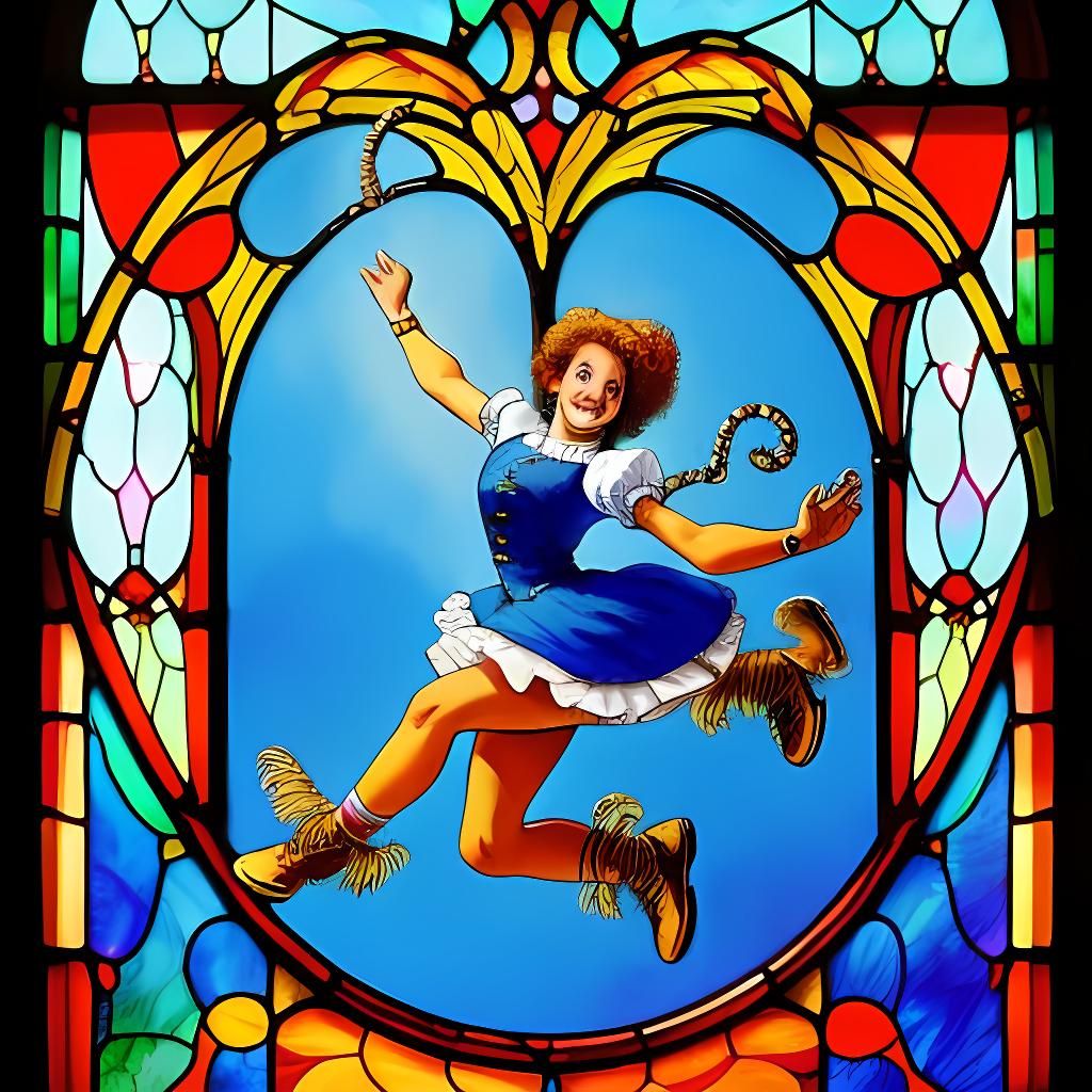 Stained-Glass Carnival: Lioness and Trainer