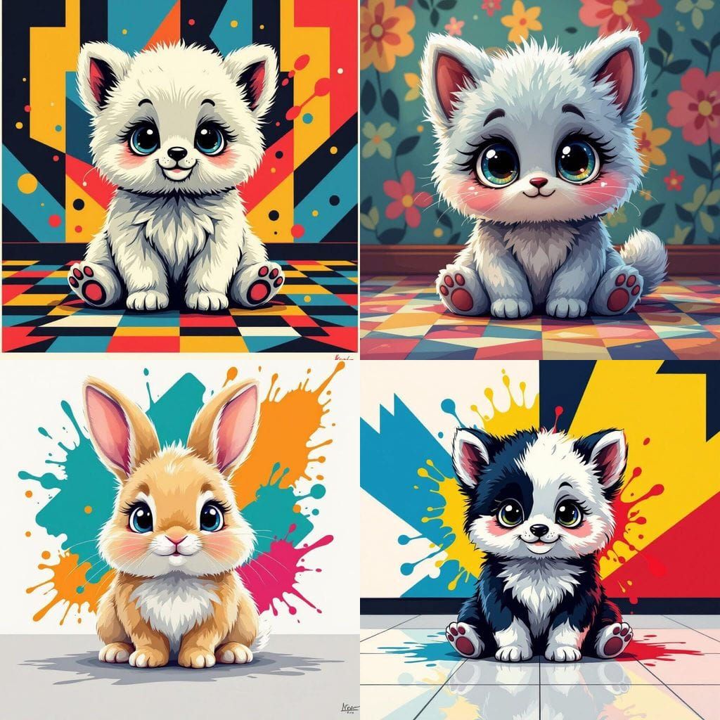 Cute Animal with Baby Eyes in Pop Art Style