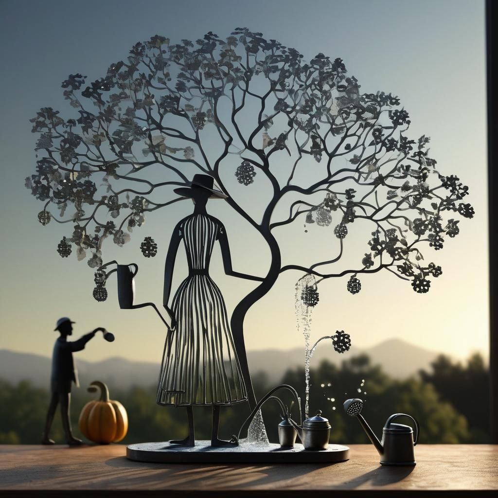 Silver Metal Figure Waters Gourds in Ultra-High-Definition